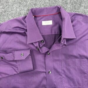 Eton Shirt Size 18 XL 46 Purple Pinstripe 100% Cotton Casual‎ Long Sleeve Men's
